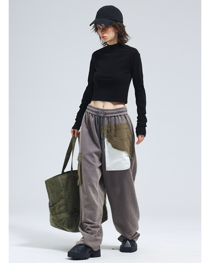 Pantalons larges unisexes élégants -  polyester - Pantalons larges unisexes gris inspirés du Techwear