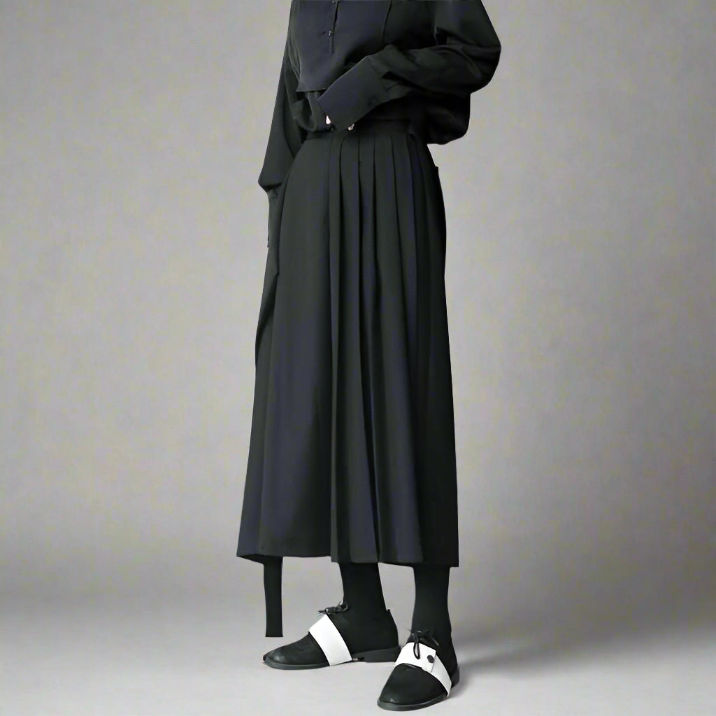 Pantalons Élégance Sans Effort - pantalons de style jupe - Pantalons Élégance Hakama au Style Chic et Confortable