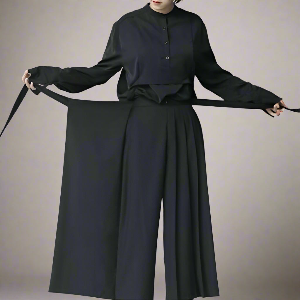 Pantalons Élégance Sans Effort - pantalons elegants - Pantalons Élégance Hakama au Style Chic et Confortable