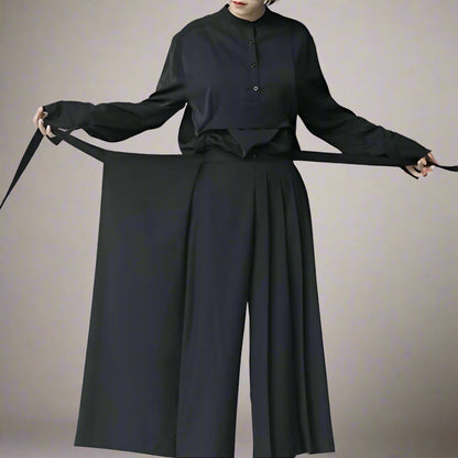 Pantalons Élégance Sans Effort - pantalons elegants - Pantalons Élégance Hakama au Style Chic et Confortable