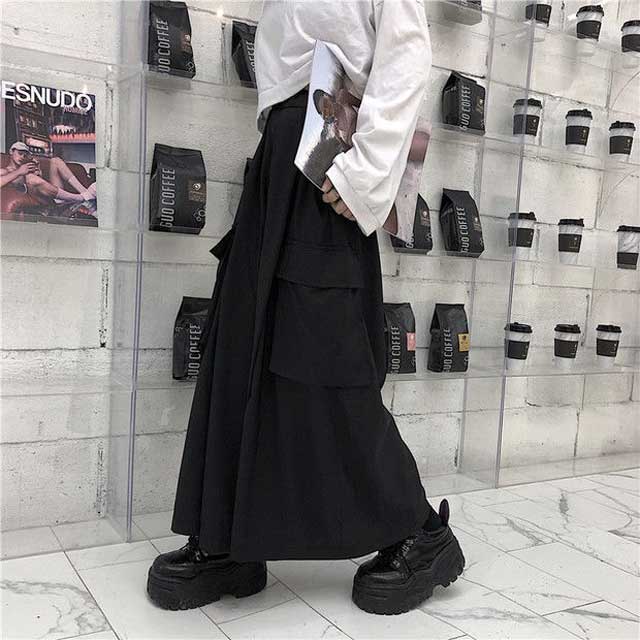 Pantalons Élégants et Amples -  streetwear - Pantalons amples Hakama unisexe pour un style décontracté