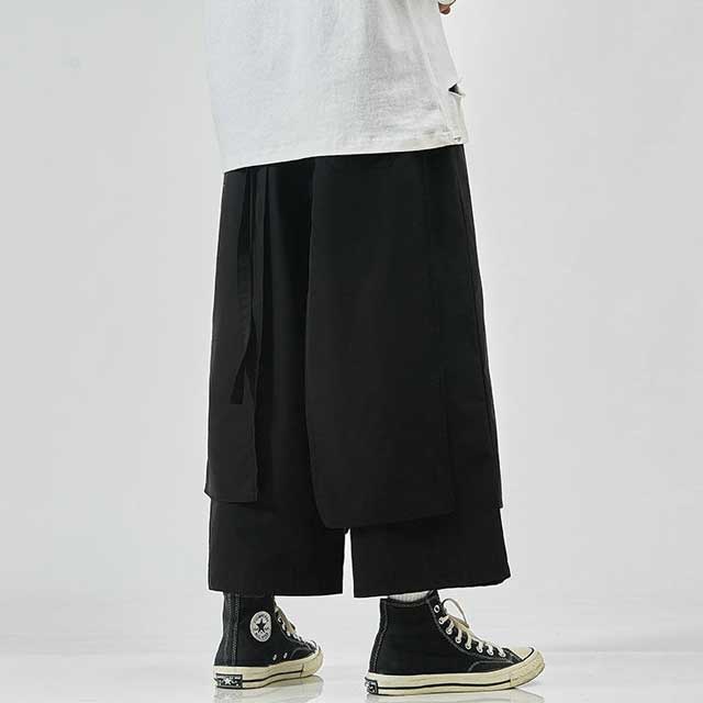 Pantalons Élégants Inspirés du Japon -  veste techwear - Pantalons Hakama Japonais Amples et Confortables