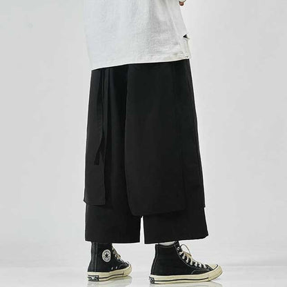 Pantalons Élégants Inspirés du Japon -  veste techwear - Pantalons Hakama Japonais Amples et Confortables