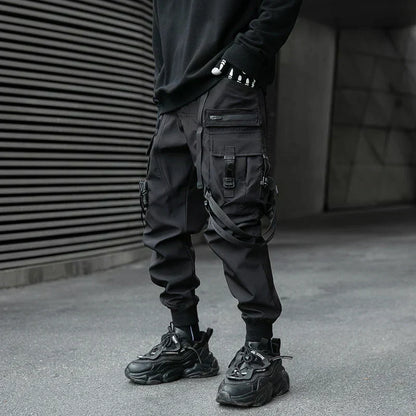 Pantalons Noirs à Bretelles pour le Style -  militaire - Pantalons Noirs à Bretelles pour un Style Décontracté