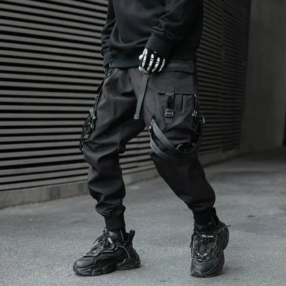 Pantalons Noirs à Bretelles pour le Style -  mode streetwear - Pantalons Noirs à Bretelles pour un Style Décontracté