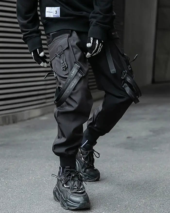 Pantalons Noirs à Bretelles pour le Style - pantalons - Pantalons Noirs à Bretelles pour un Style Décontracté