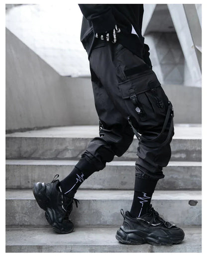 Pantalons Noirs à Bretelles pour le Style -  streetwear - Pantalons Noirs à Bretelles pour un Style Décontracté