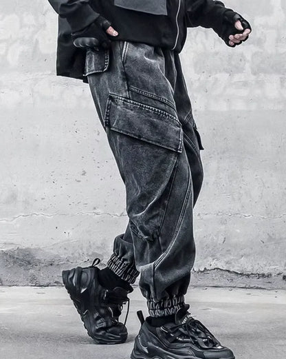 Pantalons Noirs Lavés Chic -  couture unique - Pantalons Noirs Lavés Chic pour un Style Urbain