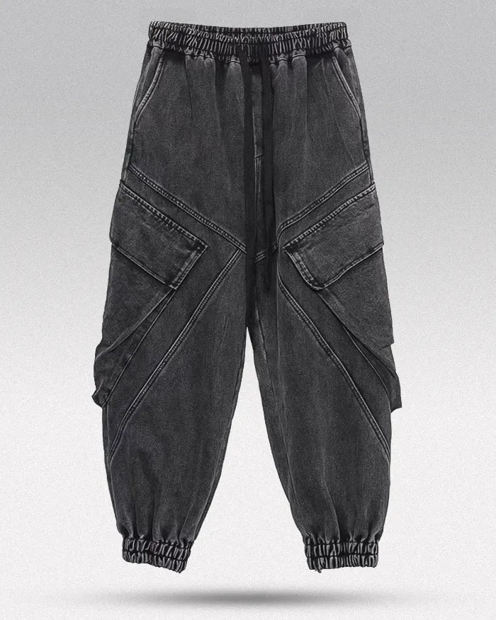 Pantalons Noirs Lavés Chic -  poche cargo - Pantalons Noirs Lavés Chic pour un Style Urbain