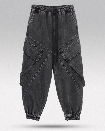 Pantalons Noirs Lavés Chic -  poche cargo - Pantalons Noirs Lavés Chic pour un Style Urbain