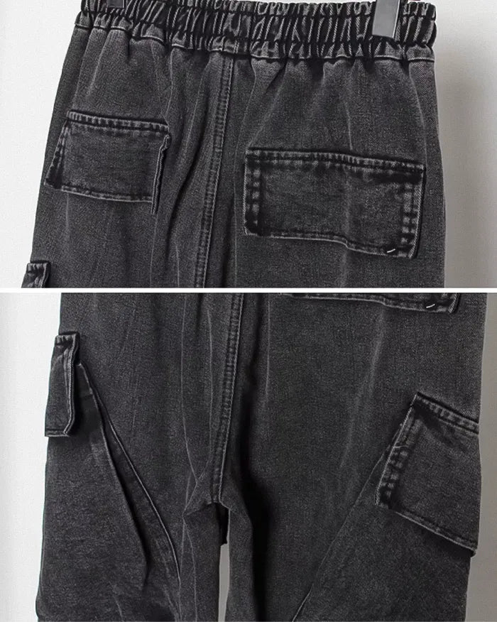 Pantalons Noirs Lavés Chic -  style futuriste - Pantalons Noirs Lavés Chic pour un Style Urbain