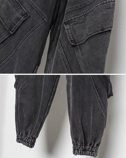 Pantalons Noirs Lavés Chic -  style streetwear - Pantalons Noirs Lavés Chic pour un Style Urbain