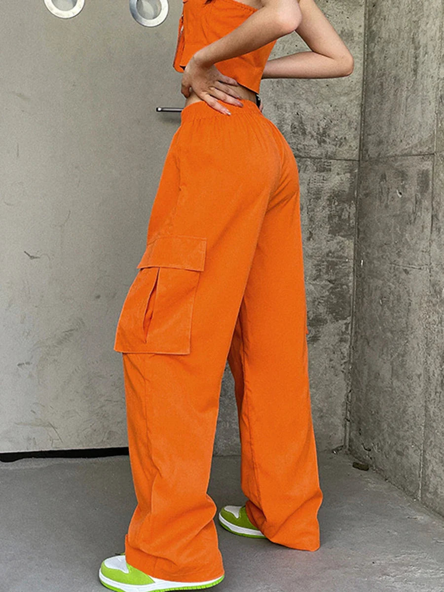 Pantalons Parachute Orange - pantalons streetwear - Pantalons Parachute Orange pour un Style Streetwear Unique