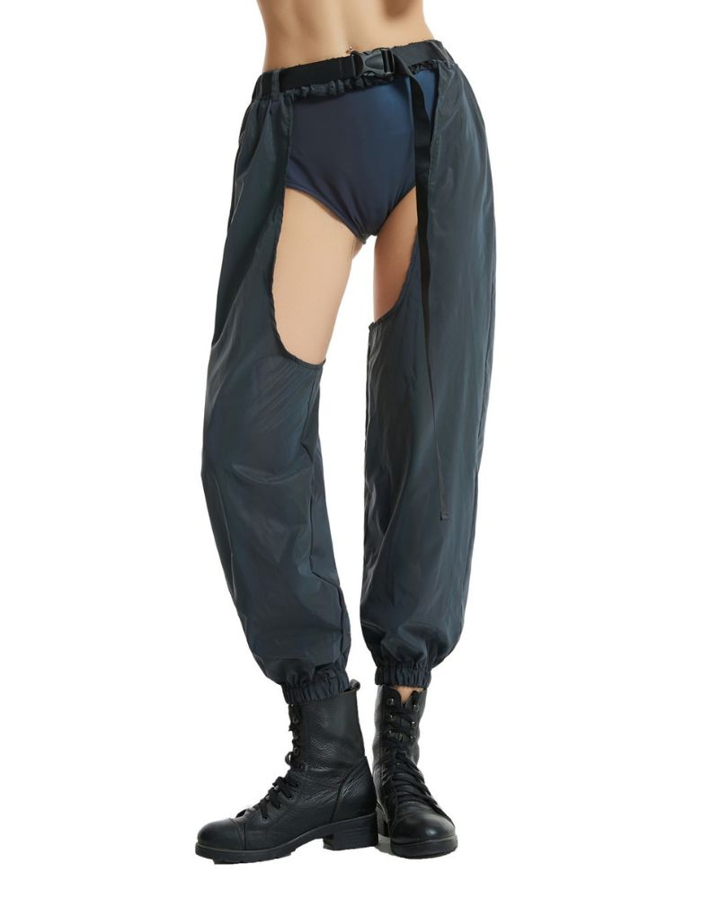Pantalons Rave Lumineux dans le Noir -  design réfléchissant - Pantalons Rave Lumineux Noir avec Entrejambe Ouvert