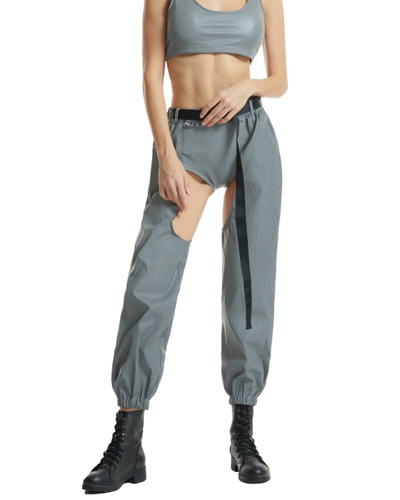 Pantalons Rave Lumineux dans le Noir -  entrejambe ouvert - Pantalons Rave Lumineux Noir avec Entrejambe Ouvert