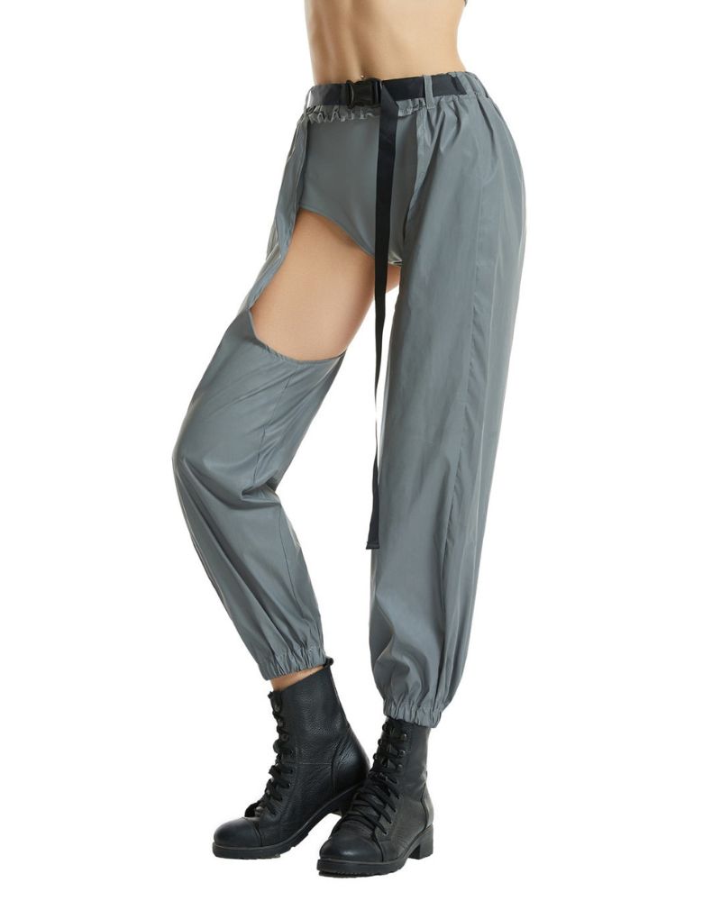 Pantalons Rave Lumineux dans le Noir -  mode décontractée - Pantalons Rave Lumineux Noir avec Entrejambe Ouvert