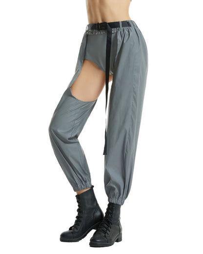 Pantalons Rave Lumineux dans le Noir -  mode décontractée - Pantalons Rave Lumineux Noir avec Entrejambe Ouvert
