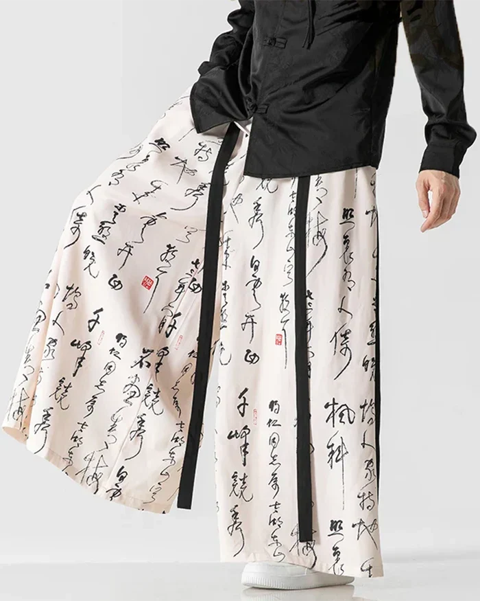 Pantalons Style Hakama Élégants -  design polyvalent - Pantalons Hakama Élégants en Polyester Confortables