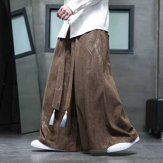 Pantalons Style Hakama Élégants -  confort urbain - Pantalons Style Hakama Larges pour un Confort Élégant