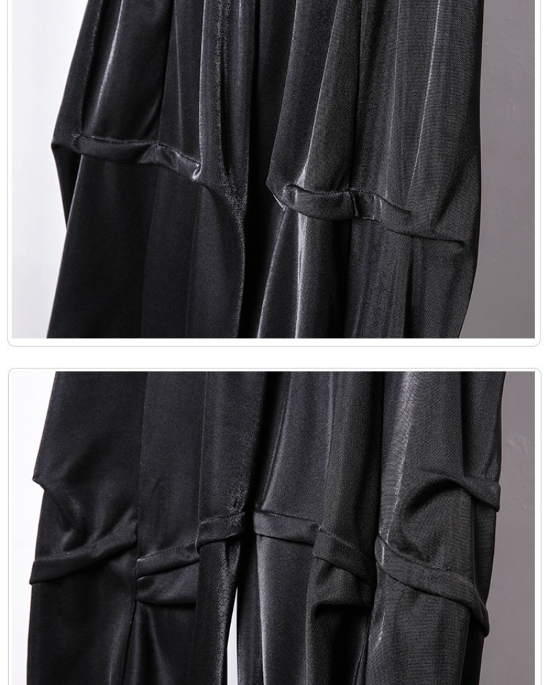 Pantalons Tapered Drapés Tendance -  élégants - Pantalons Tapered Drapés Noirs pour un Style Élégant
