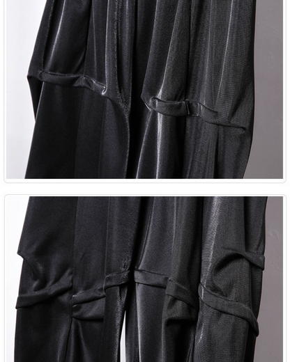 Pantalons Tapered Drapés Tendance -  élégants - Pantalons Tapered Drapés Noirs pour un Style Élégant