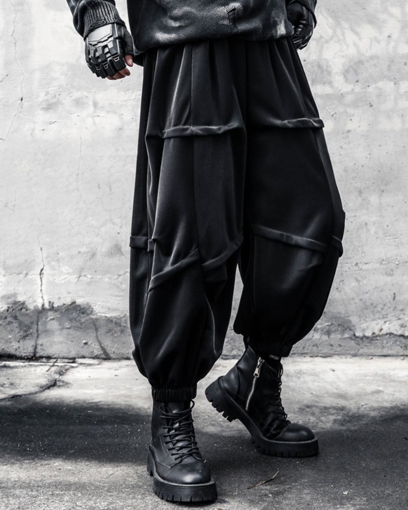 Pantalons Tapered Drapés Tendance - pantalons de mode - Pantalons Tapered Drapés Noirs pour un Style Élégant