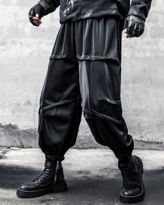 Pantalons Tapered Drapés Tendance - pantalons - Pantalons Tapered Drapés Noirs pour un Style Élégant