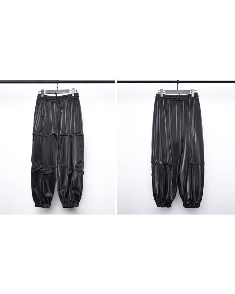 Pantalons Tapered Drapés Tendance -  pantalons pour toutes occasions - Pantalons Tapered Drapés Noirs pour un Style Élégant