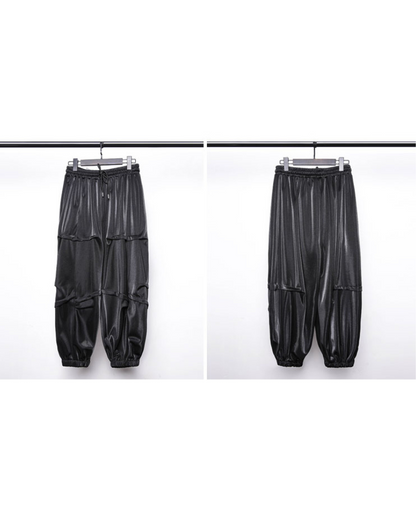 Pantalons Tapered Drapés Tendance -  pantalons pour toutes occasions - Pantalons Tapered Drapés Noirs pour un Style Élégant