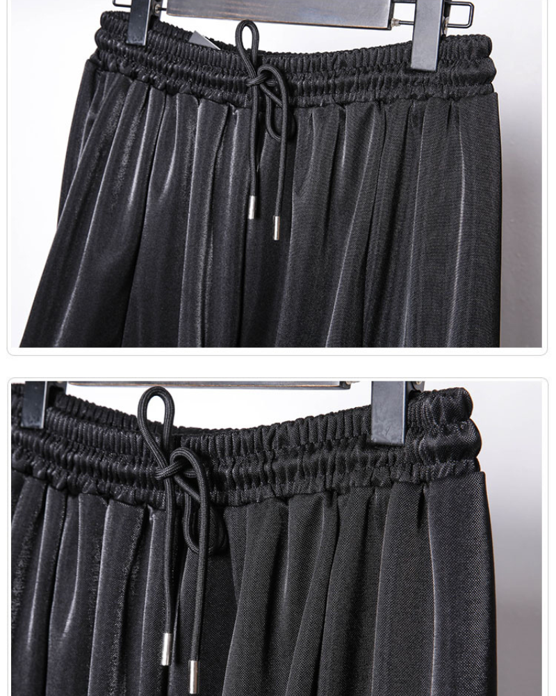 Pantalons Tapered Drapés Tendance -  tapered - Pantalons Tapered Drapés Noirs pour un Style Élégant