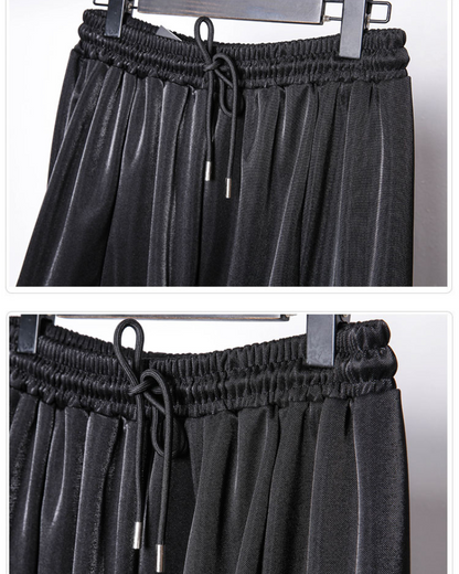 Pantalons Tapered Drapés Tendance -  tapered - Pantalons Tapered Drapés Noirs pour un Style Élégant