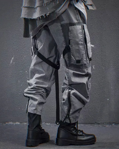 Pantalons Techwear Gris Élégants -  pantalons ajustables - Pantalons Techwear Gris Élégants pour un Style Urbain