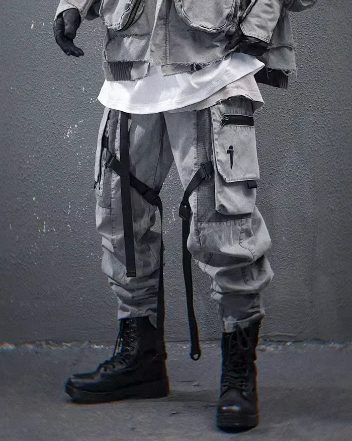 Pantalons Techwear Gris Élégants - pantalons de mode - Pantalons Techwear Gris Élégants pour un Style Urbain