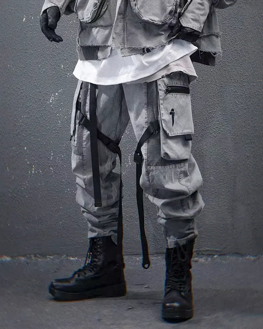 Pantalons Techwear Gris Élégants - pantalons de mode - Pantalons Techwear Gris Élégants pour un Style Urbain