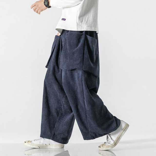Pantalons Utilitaires Japonais Chic -  style hakama - Pantalons Cargo Japonais au Style Élégant et Pratique