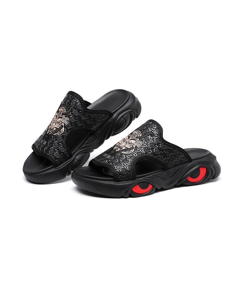 Pantoufles Chic en Noir -  chaussures techwear - Pantoufles Noires Confortables pour un Style Quotidien