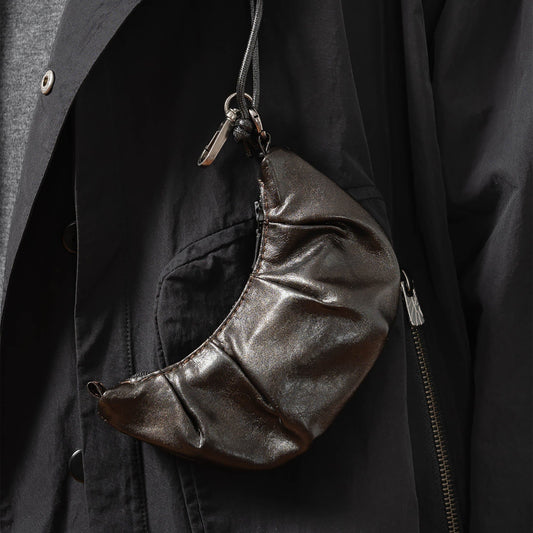 Porte-monnaie en forme de croissant - porte-monnaie - Porte-monnaie croissant en suede et cuir pour un style unique