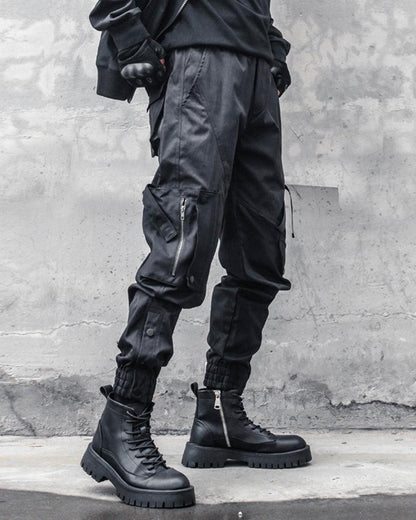Pantalons cargo slim noirs élégants