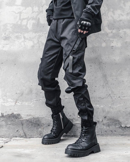 Pantalons cargo slim noirs élégants
