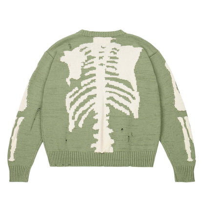 Pull vert avec motif de squelette - pull - Pull vert à motif de squelette pour un look unique