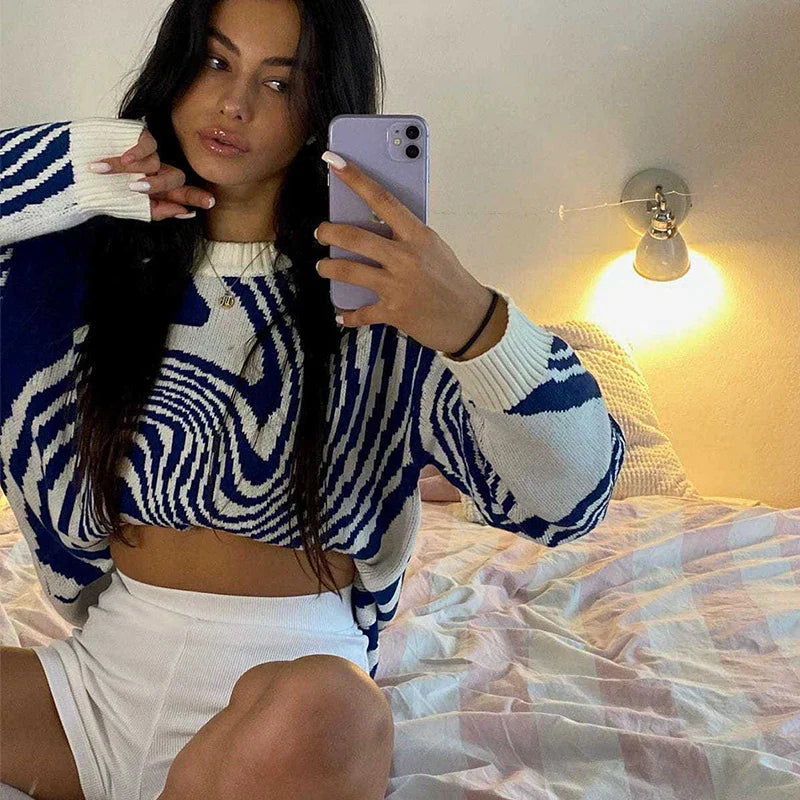 Rayures Tricotées -  style décontracté - Rayures Tricotées Y2K pour un Style Audacieux