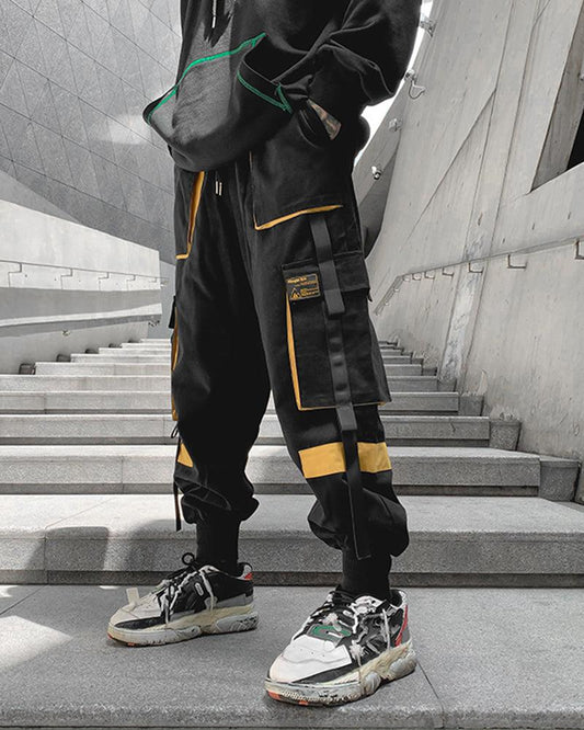 Pantalons Cargo Chic en Patchwork Noir