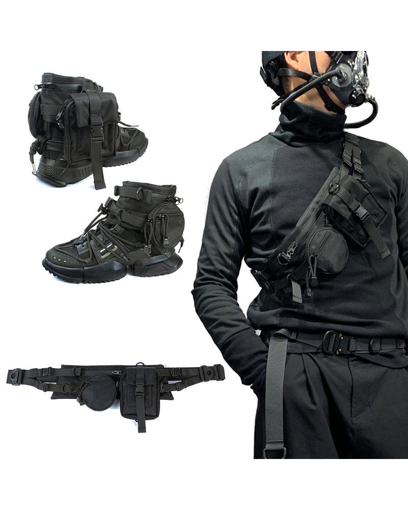Sac à bandoulière noir chic - sac techwear - Sac à bandoulière noir chic pour le techwear