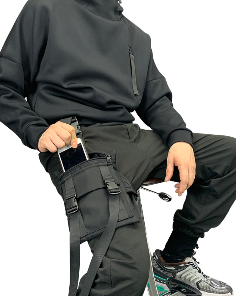 Sac bandoulière noir élégant -  sac techwear - Sac bandoulière noir pratique et élégant pour tous les jours