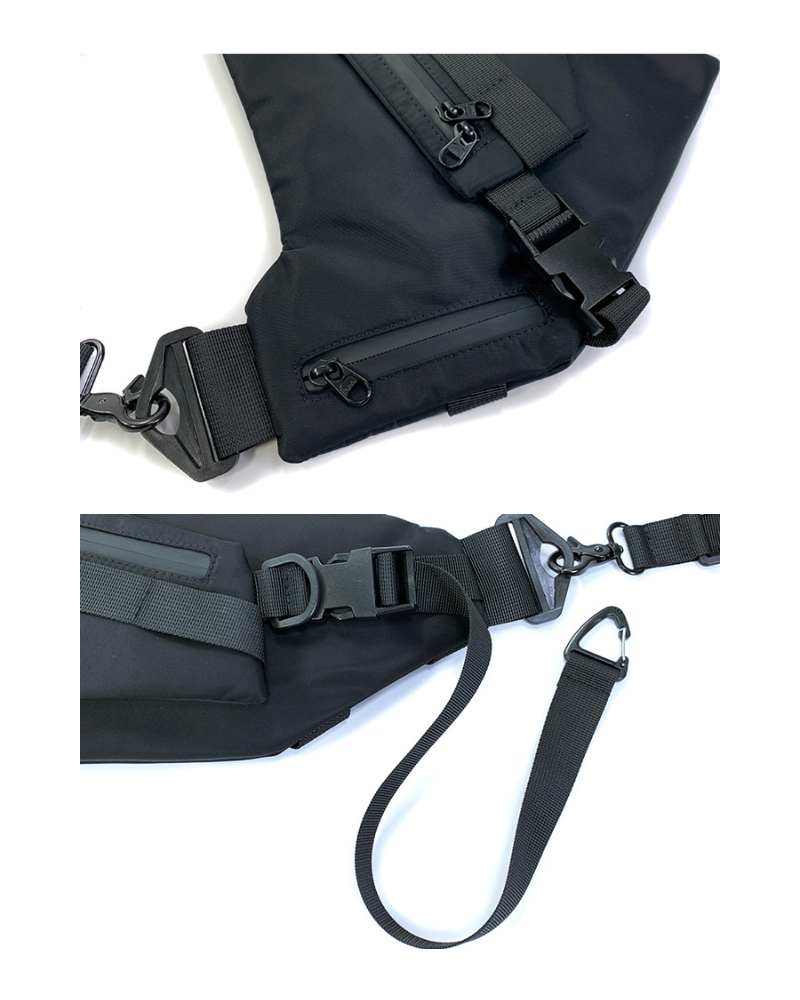 Sac à bandoulière noir multi-usages -  sac ajustable - Sac à bandoulière noir polyvalent pour toutes vos activités