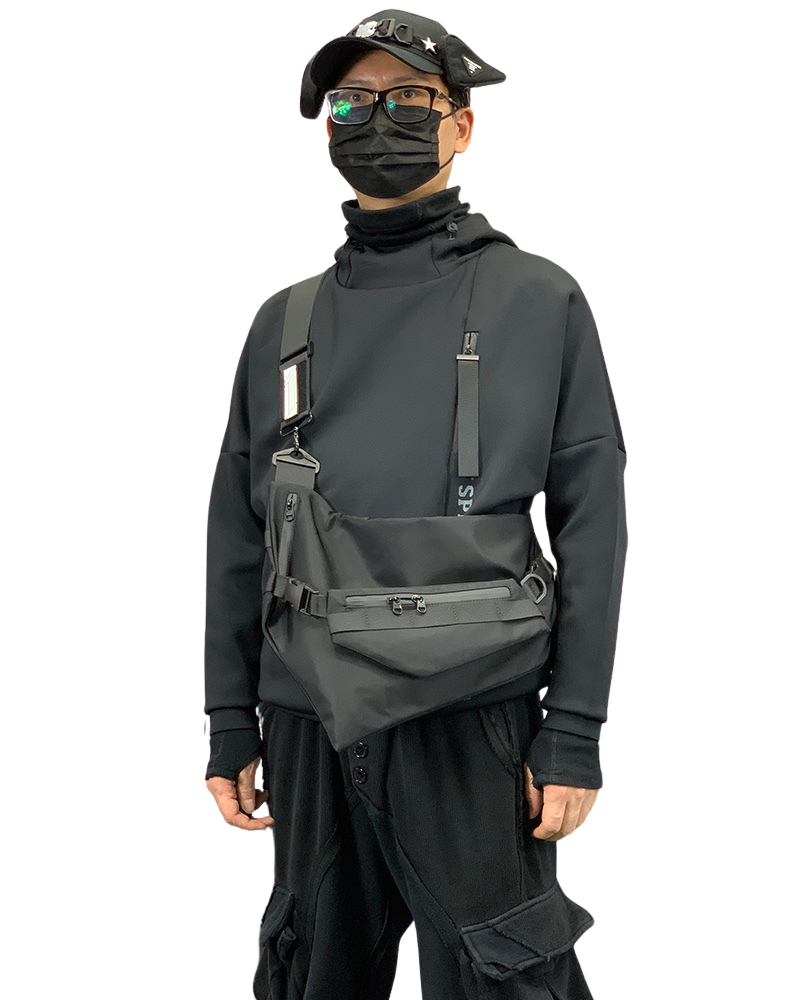 Sac à bandoulière noir multi-usages -  sac ajustable - Sac à bandoulière noir polyvalent pour toutes vos activités