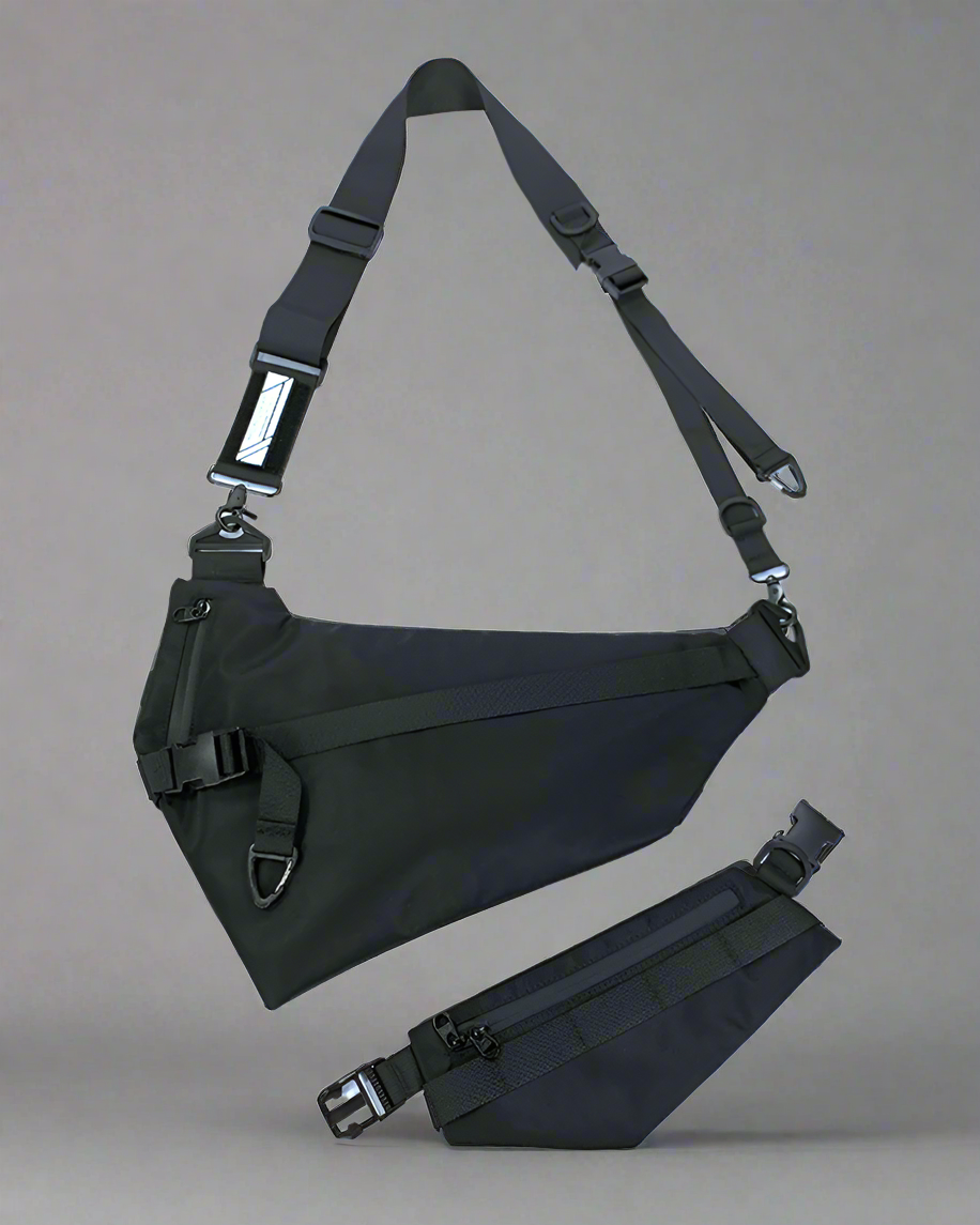 Sac à bandoulière noir multi-usages - sac de poitrine - Sac à bandoulière noir polyvalent pour toutes vos activités