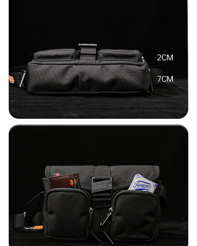 Sac Bandoulière Prêt pour l'Aventure - accessoire pratique - Sac bandoulière techwear noir pour vos aventures quotidiennes