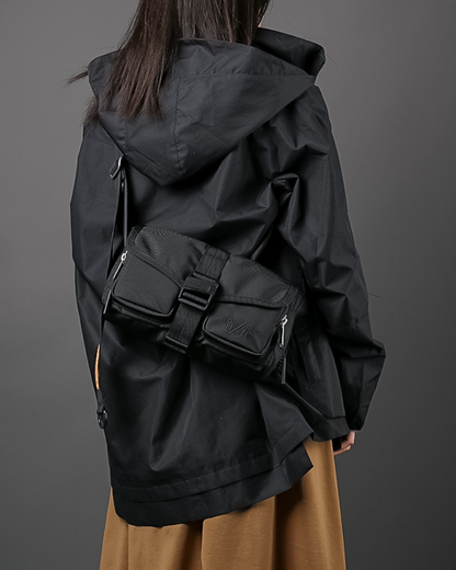 Sac Bandoulière Prêt pour l'Aventure -  sac en nylon - Sac bandoulière techwear noir pour vos aventures quotidiennes