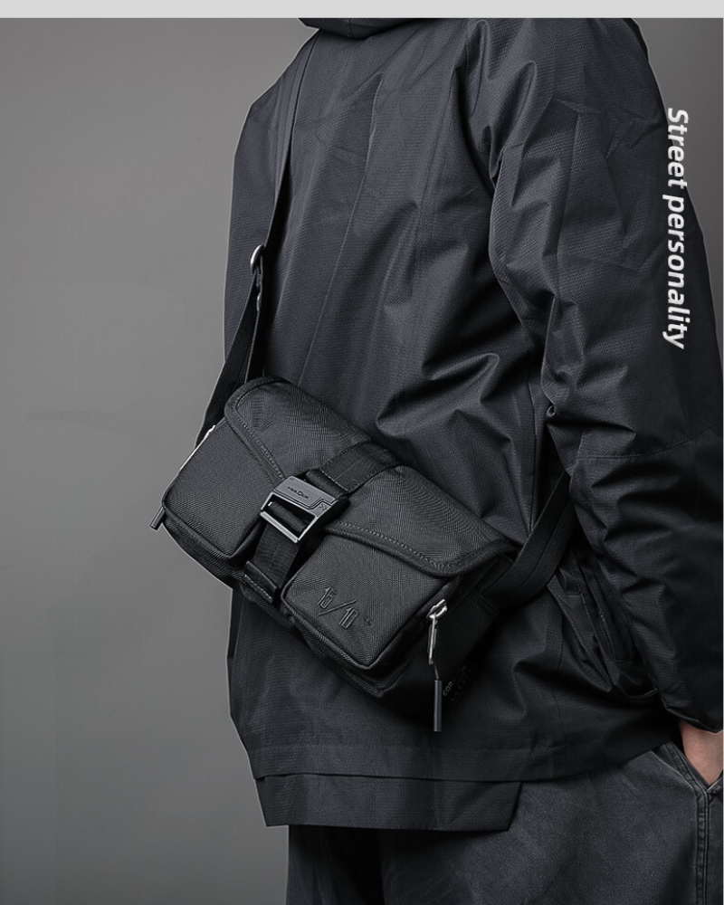 Sac Bandoulière Prêt pour l'Aventure -  sac techwear - Sac bandoulière techwear noir pour vos aventures quotidiennes